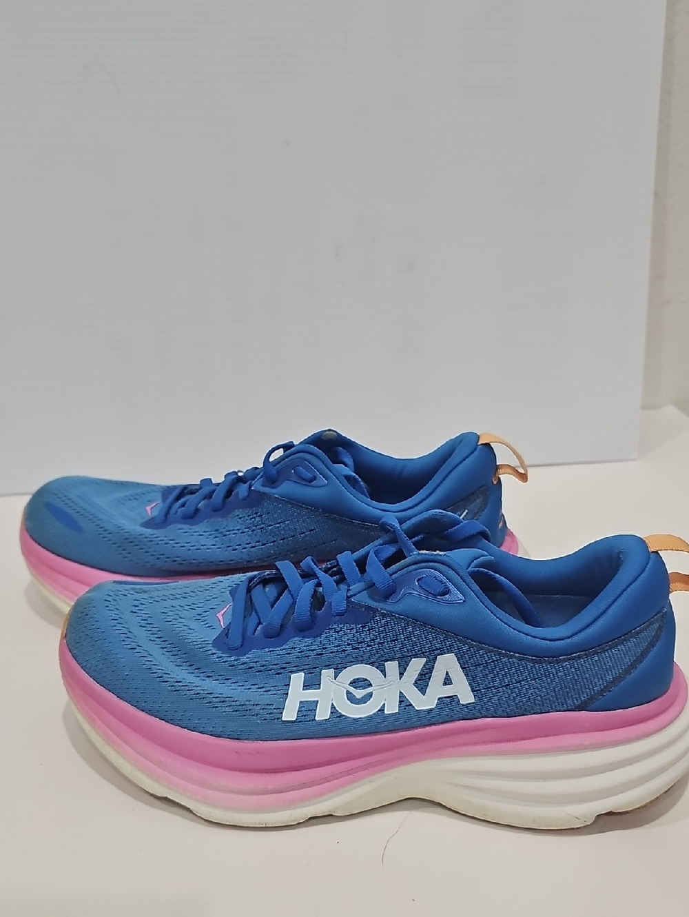 Women's Size 9.5 B Hoka Clifton Running Sneakers Blue Pink - Picture 11 of 12